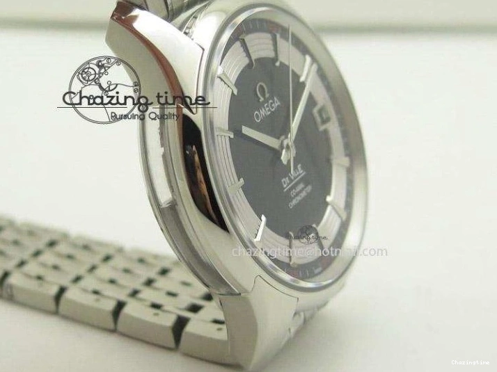 0823 De Ville Hour Vision Co-Axial 41mm SS V6F Best Edition Black Dial On SS Bracelet A BestValue 8277